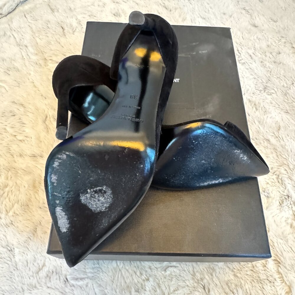 Saint Laurent Anja 105mm D'Orsay Heel Size 38 Suede - Picture 13 of 13